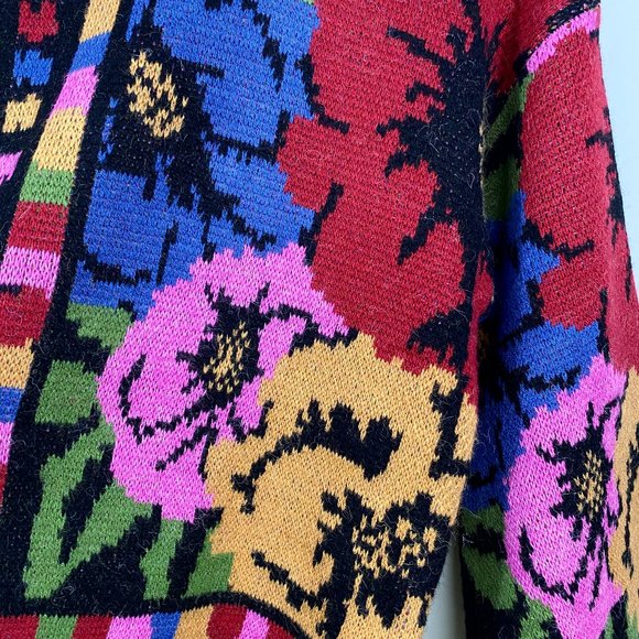 NWT! FARM RIO Mixed Scarves Black Sweater M - Picture 8 of 16